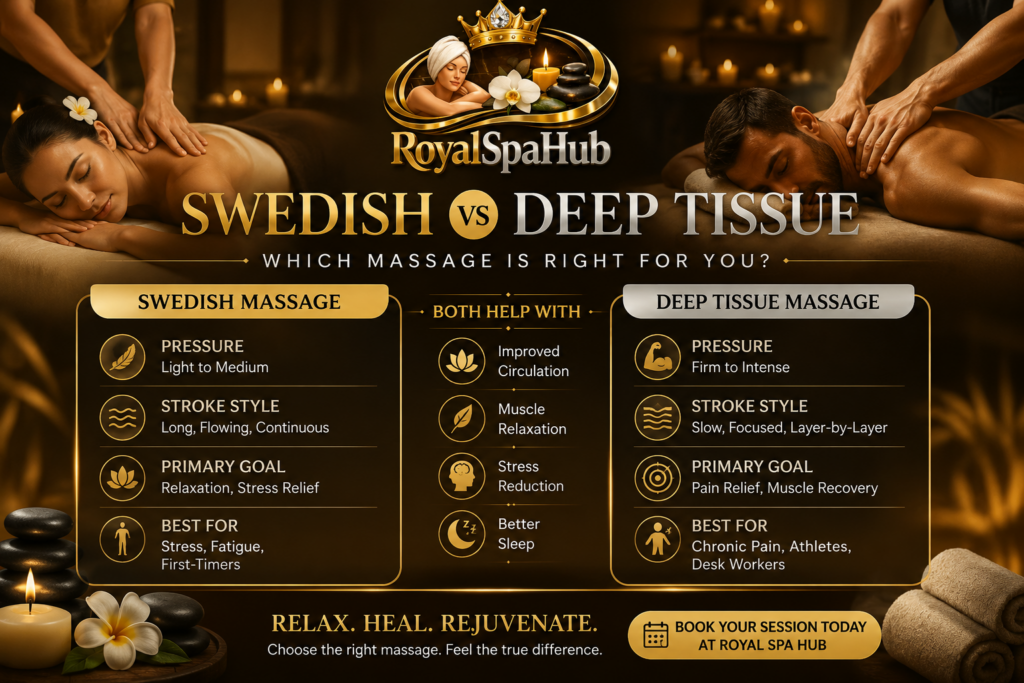 swedish vs deep tissue massage, royal spa hub